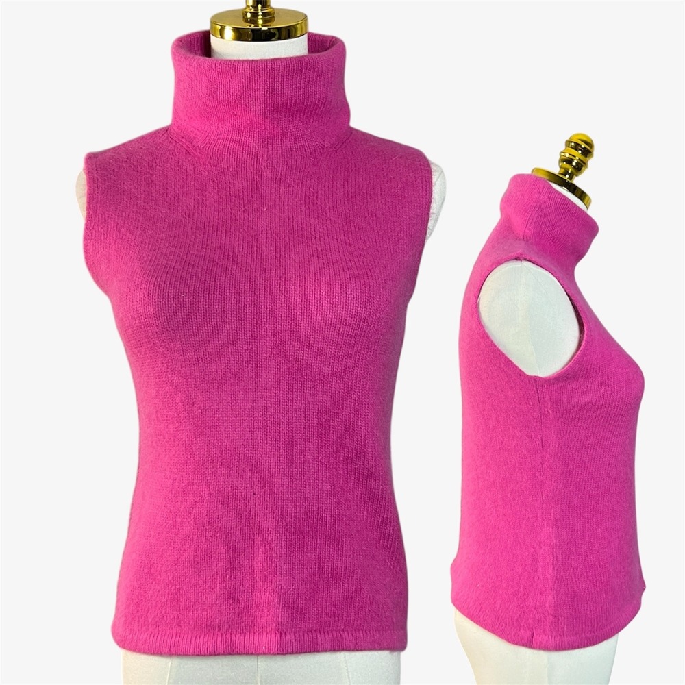 Ann Taylor LOFT Pink Knit Turtle Neck Sleeveless Sweater Top Women's M